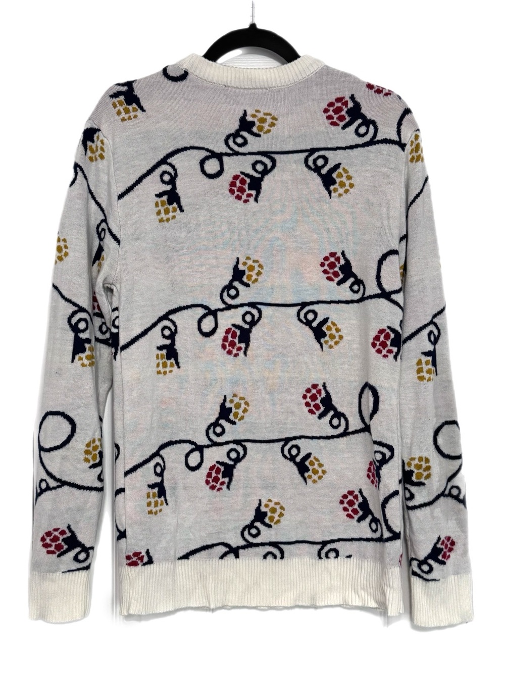 Miller Lite Beer Knit Crewneck Sweater Mens Size Medium Cream Holiday Style - Picture 3 of 6